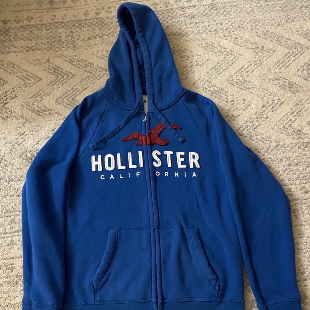 Blue hollister zip up hoodie